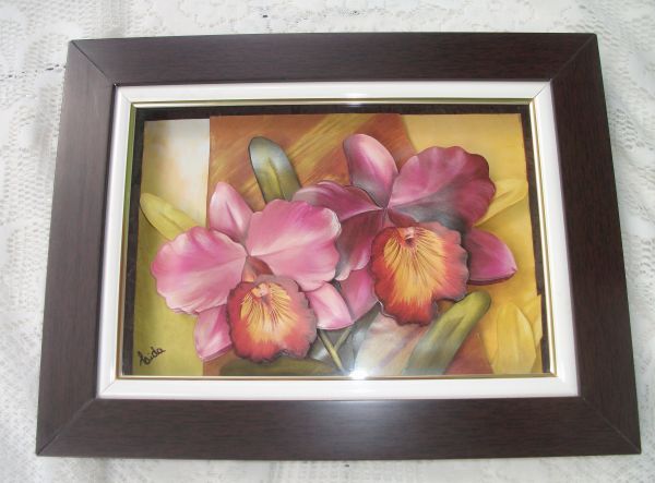 Quadro em Arte Francesa com vidro, Orquídea